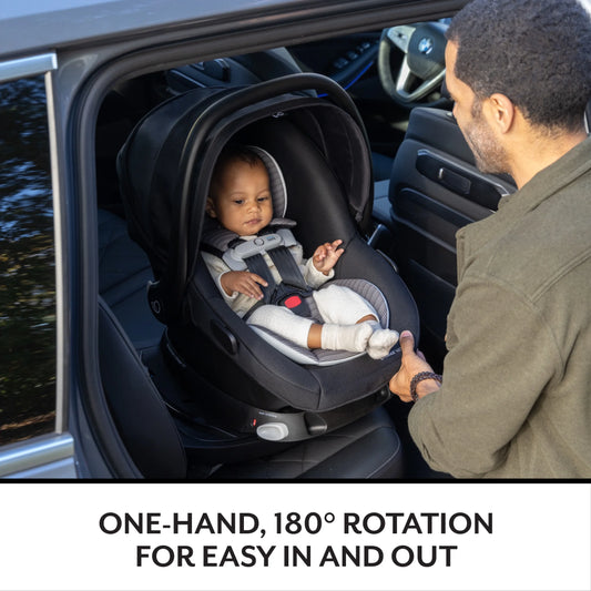 Revolve180 Litemax NXT Rotating Rear-Facing Lightweight Preemie and Infant Car Seat 3-30Lbs. Easy Install with Base (Cinder Gray)