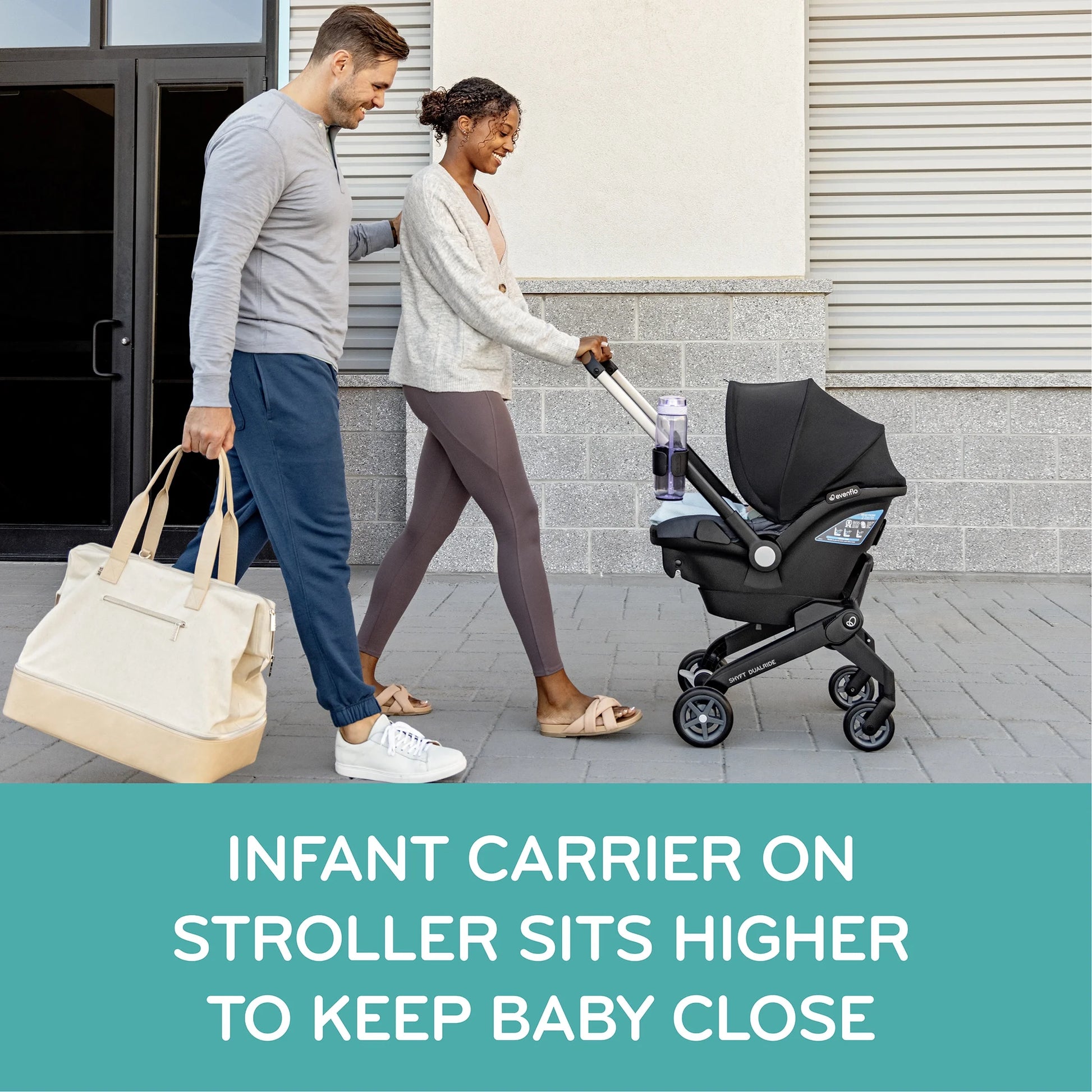 Shyft Dualride Preemie and Infant Car Seat Stroller Combo 3-30Lbs with Carryall Storage (Durham Green)