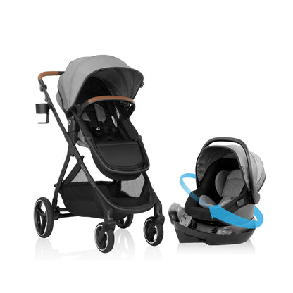 Shyft Intuiti+ Travel System Featuring Revolve180 Litemax NXT Preemie and Infant Car Seat with Sensorysoothe (Dubhan Black)