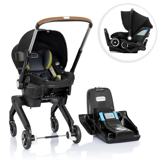 Shyft Dualride Preemie and Infant Car Seat Stroller Combo 3-30Lbs with Carryall Storage (Durham Green)