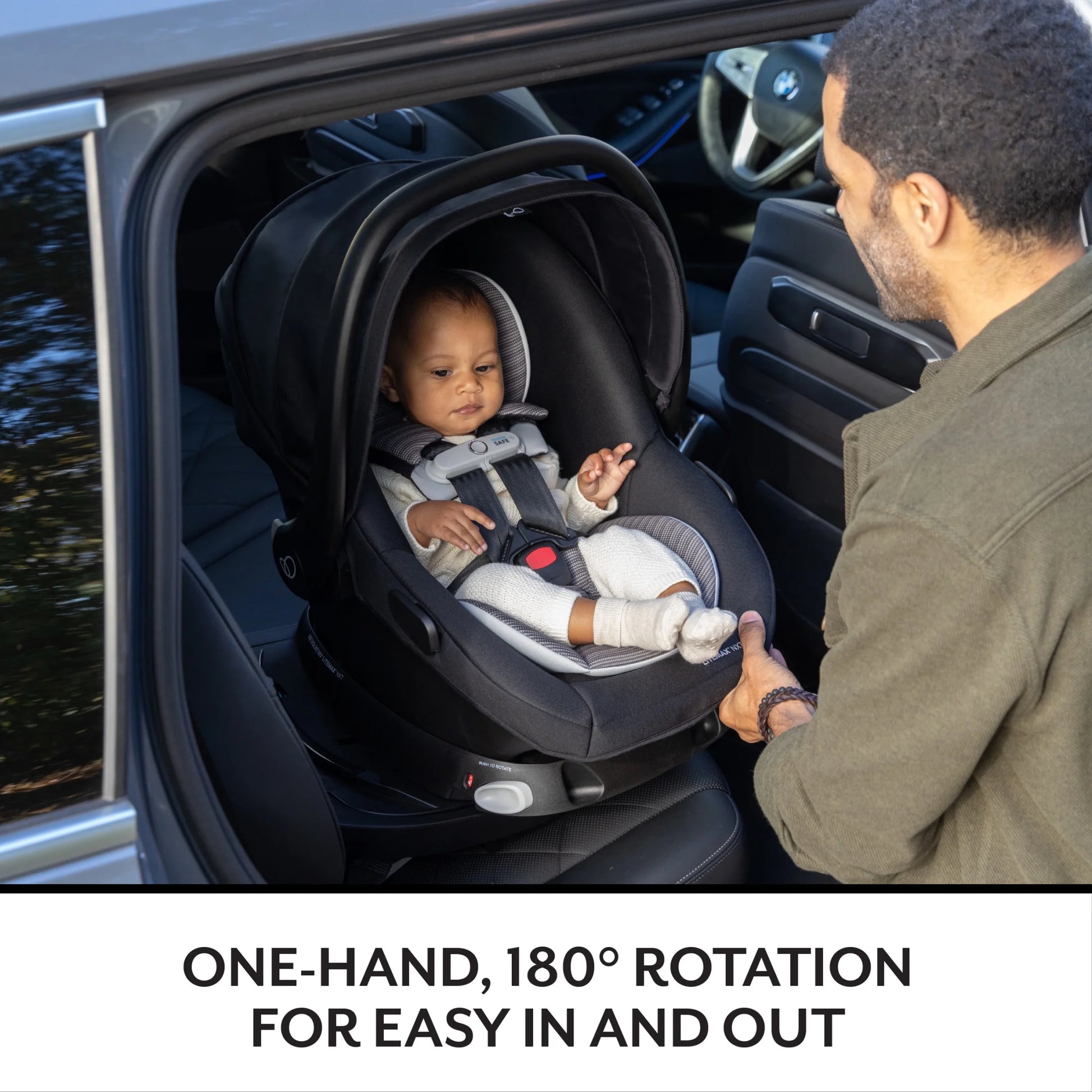 Revolve180 Litemax NXT Rotating Rear-Facing Lightweight Preemie and Infant Car Seat 3-30Lbs. Easy Install with Base (Cinder Gray)