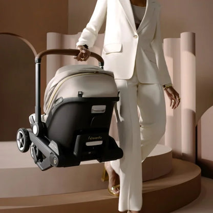 Shyft Dualride Infant Car Seat Stroller Combo with Green & Gentle Fabric (Champagne)