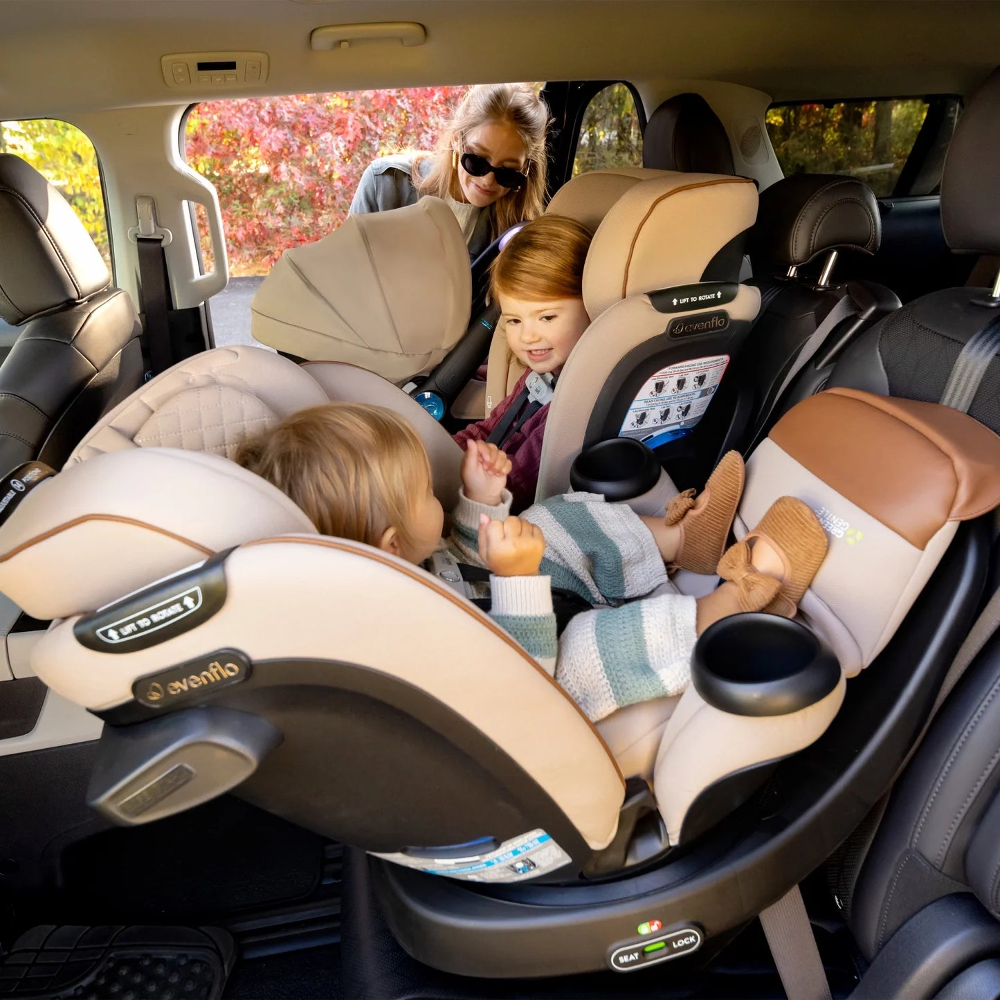 Revolve360 Extend All-In-One Rotational Car Seat with Green & Gentle Fabric (Travertine)