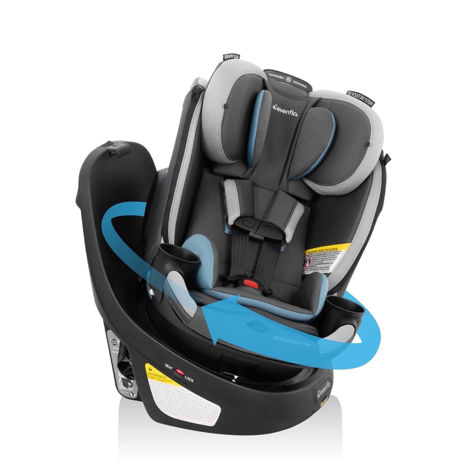 Revolve360 Slim 2-In-1 Rotational Car Seat with Quick Clean Cover (Stow Blue)