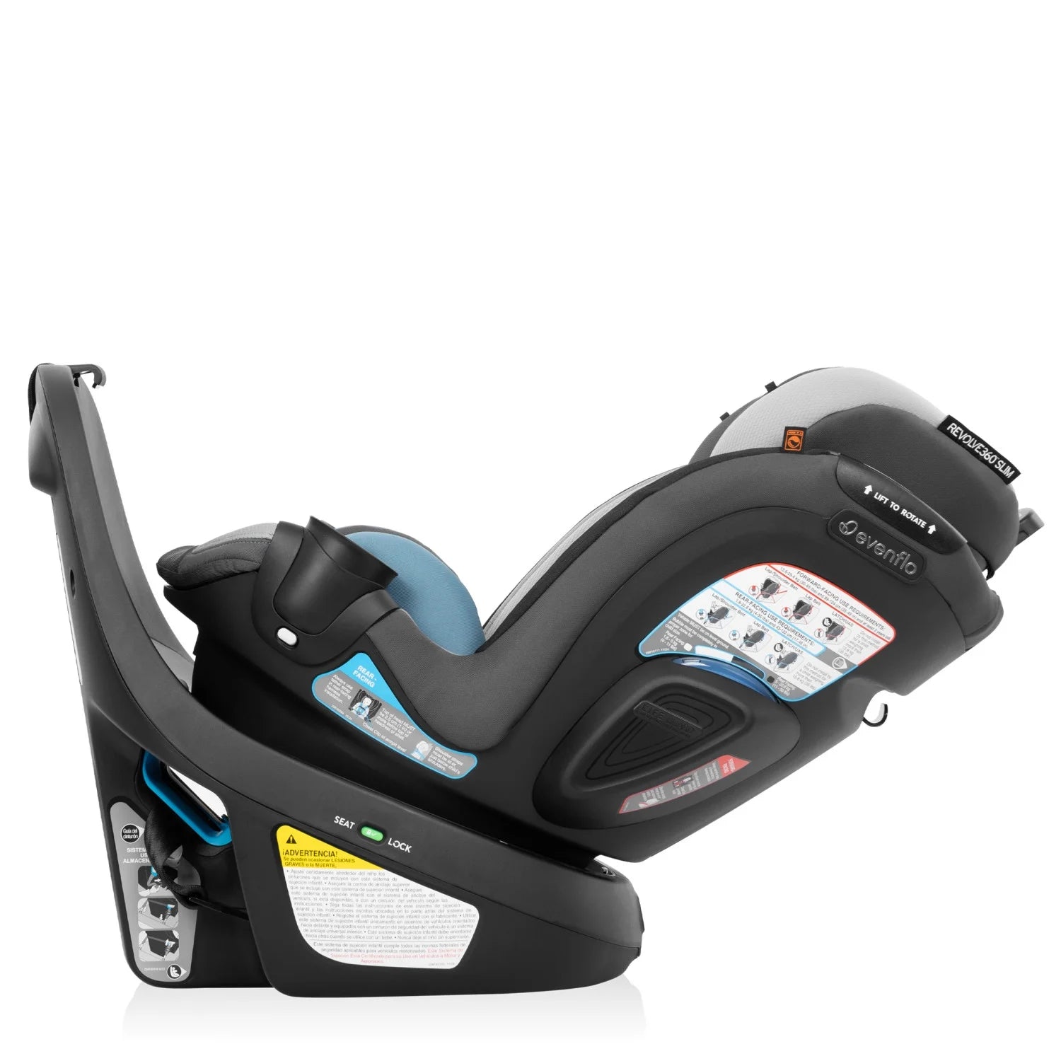 Revolve360 Slim 2-In-1 Rotational Car Seat with Quick Clean Cover (Stow Blue)