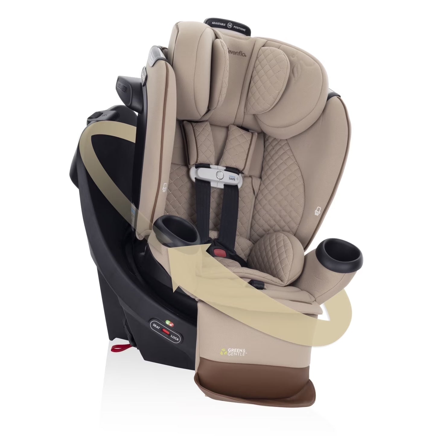Revolve360 Extend All-In-One Rotational Car Seat with Green & Gentle Fabric (Travertine)
