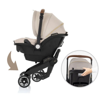 Shyft Dualride Infant Car Seat Stroller Combo with Green & Gentle Fabric (Champagne)